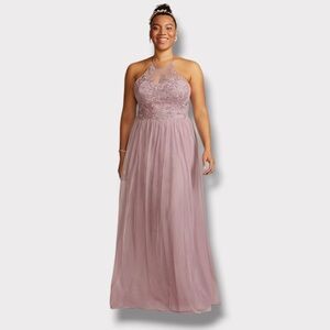 David's Bridal Sleeveless Embroidered Soft Net Bridesmaid Dress